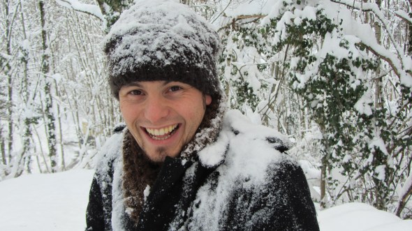 Matt after he made a bunch of snow fall of a tree--onto himself ;)